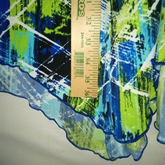 Abstract Blue and Green Women's Skirt - Picture 7 of 7